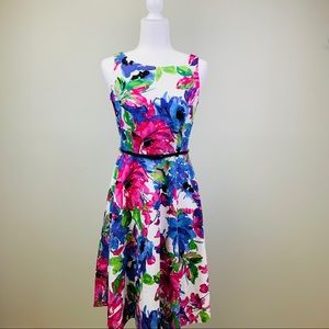 Black Label by Evan Picone, Floral A-Line Dress, 2